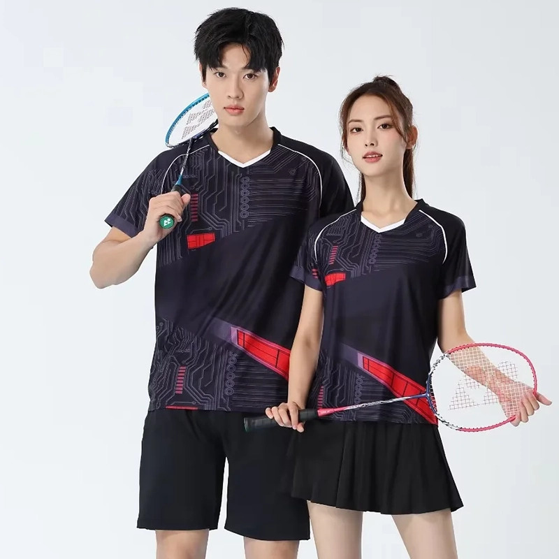 Table Tennis Training - เสื้อยืดแบดมินตันผู้ชาย แห้งเร็ว เสื้อเทนนิสผ้าตาข่าย ระบายอากาศ เสื้อกีฬาฝึกซ้อม โพลีเอสเตอร์